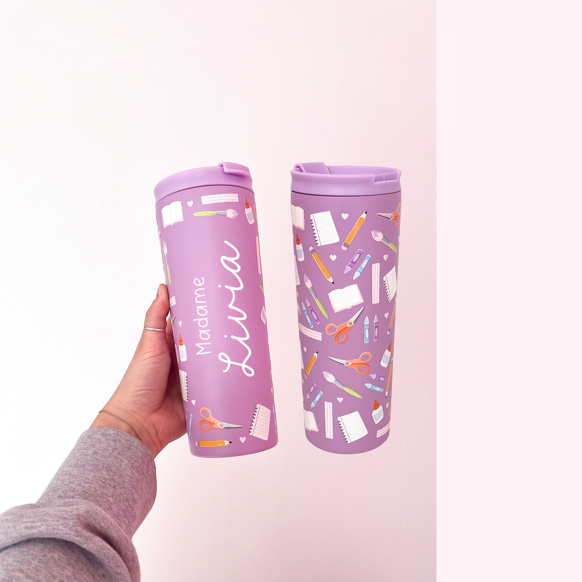 Bouteille isotherme 24 oz | Mauve | Écolier créatif | Personnalisation