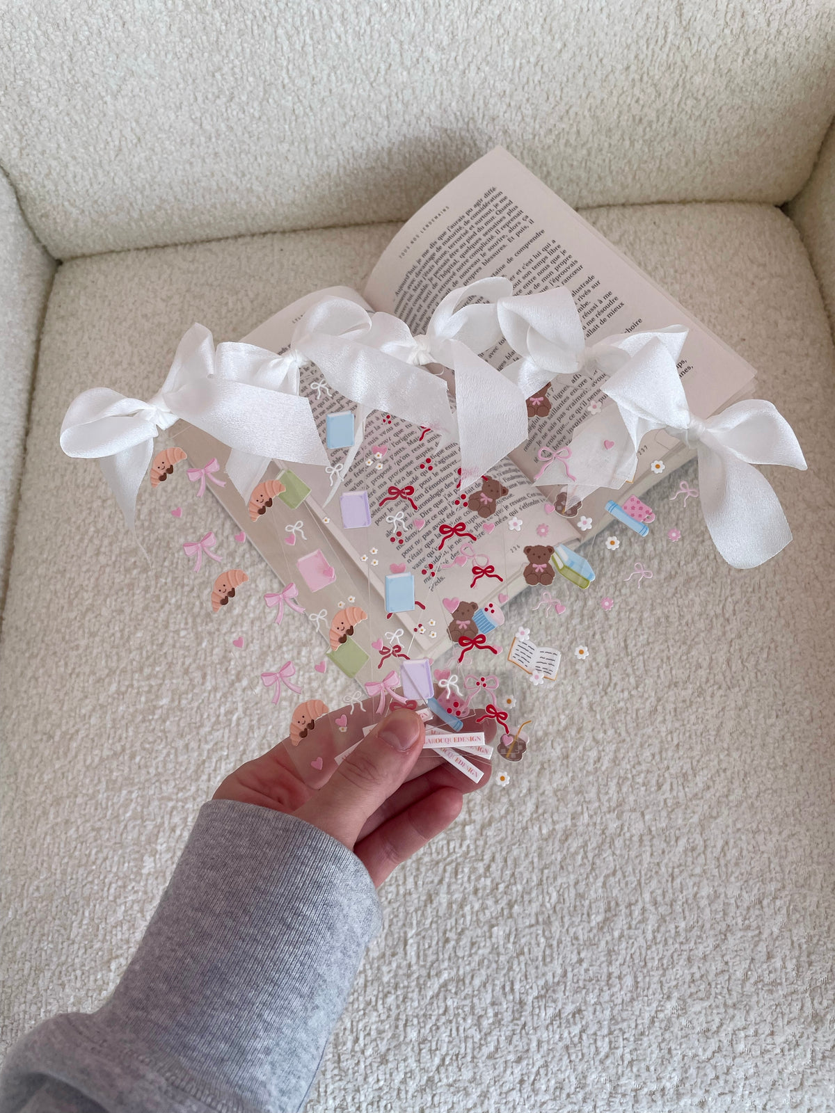 Signet en acrylique avec boucle | Oursons, boucles et fleurs