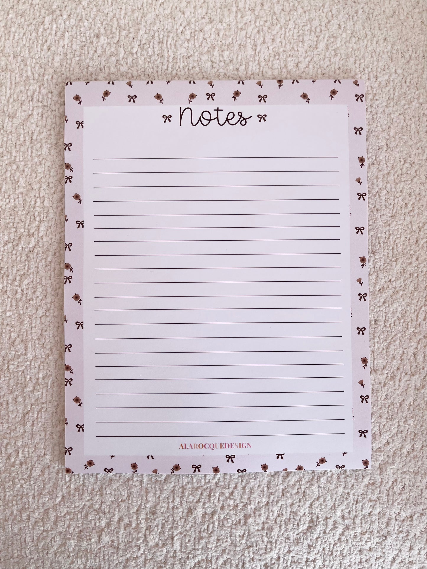 Pad de notes | Boucles et fleurs brunes