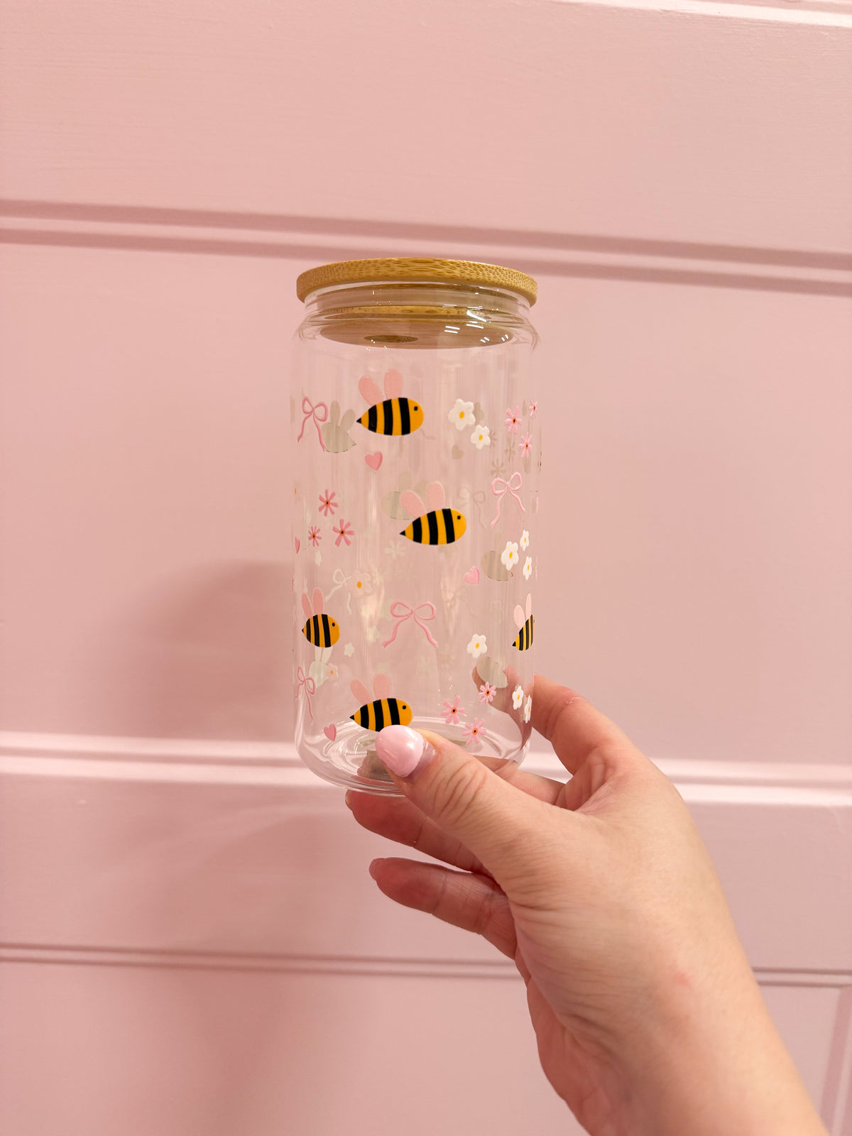 Verre 16 oz | Abeilles et fleurs