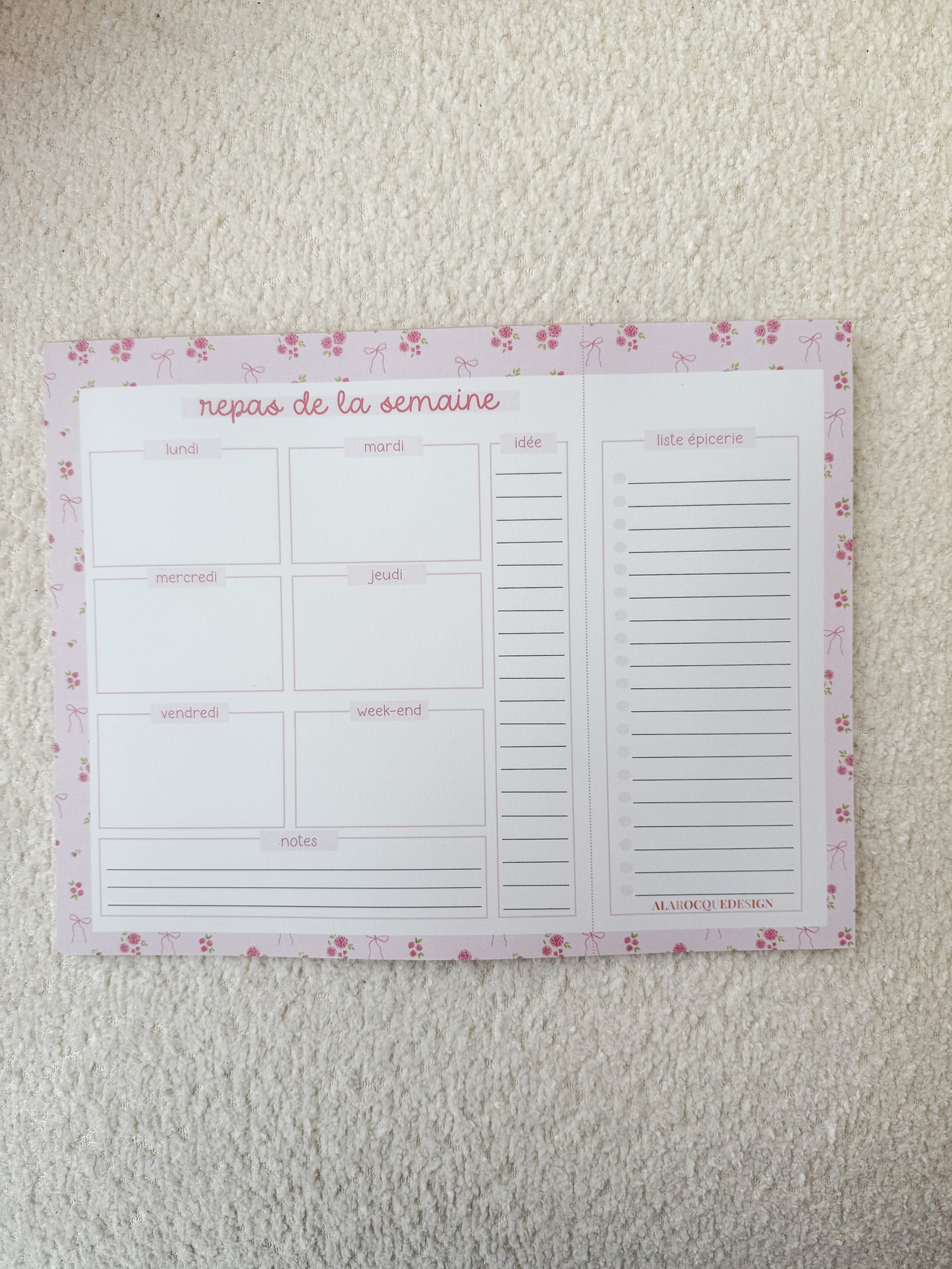 Planificateur | Repas de la semaine | Bouquets de roses