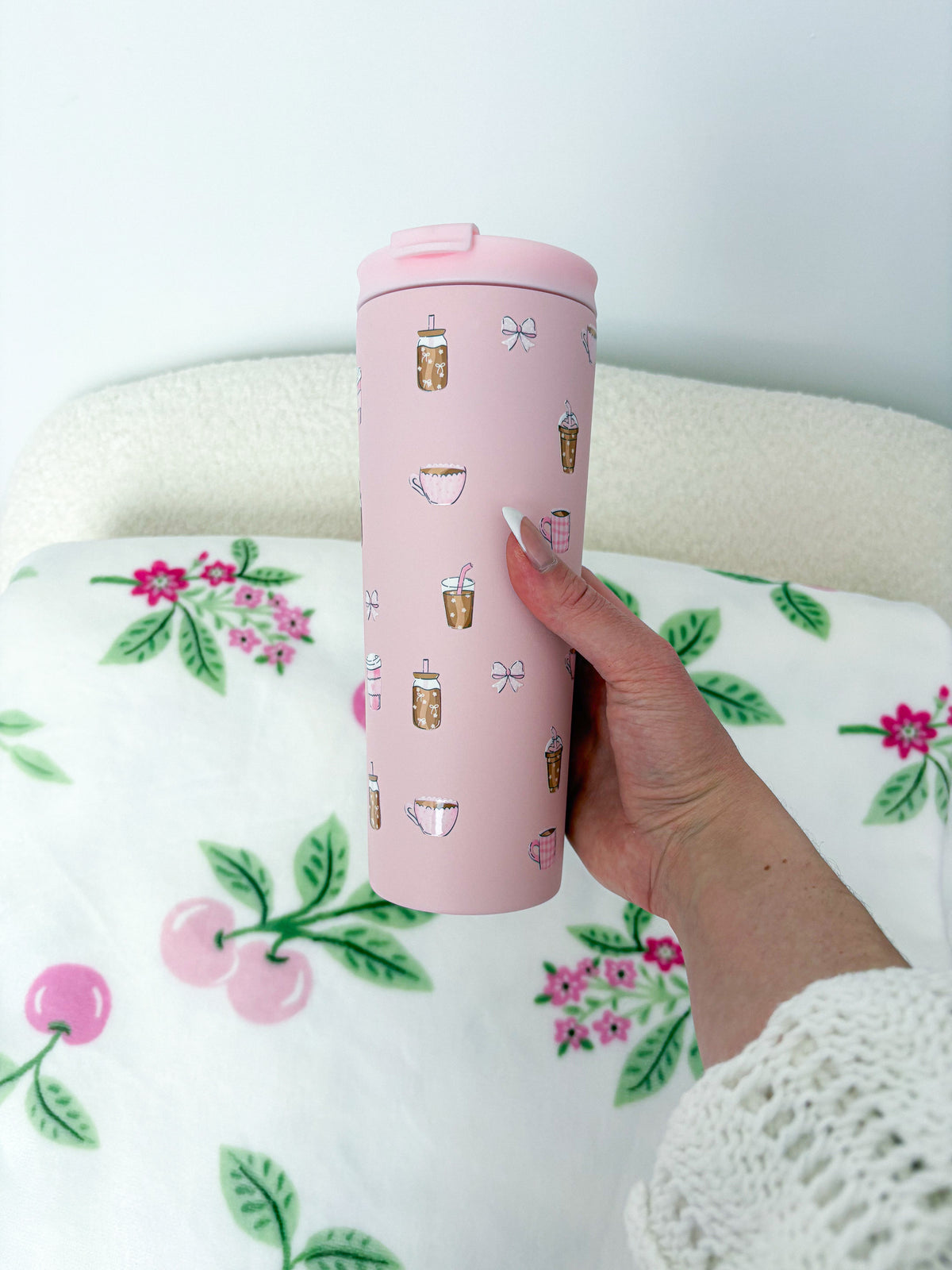 Bouteille isotherme 24 oz | Rose | Café vintage girly