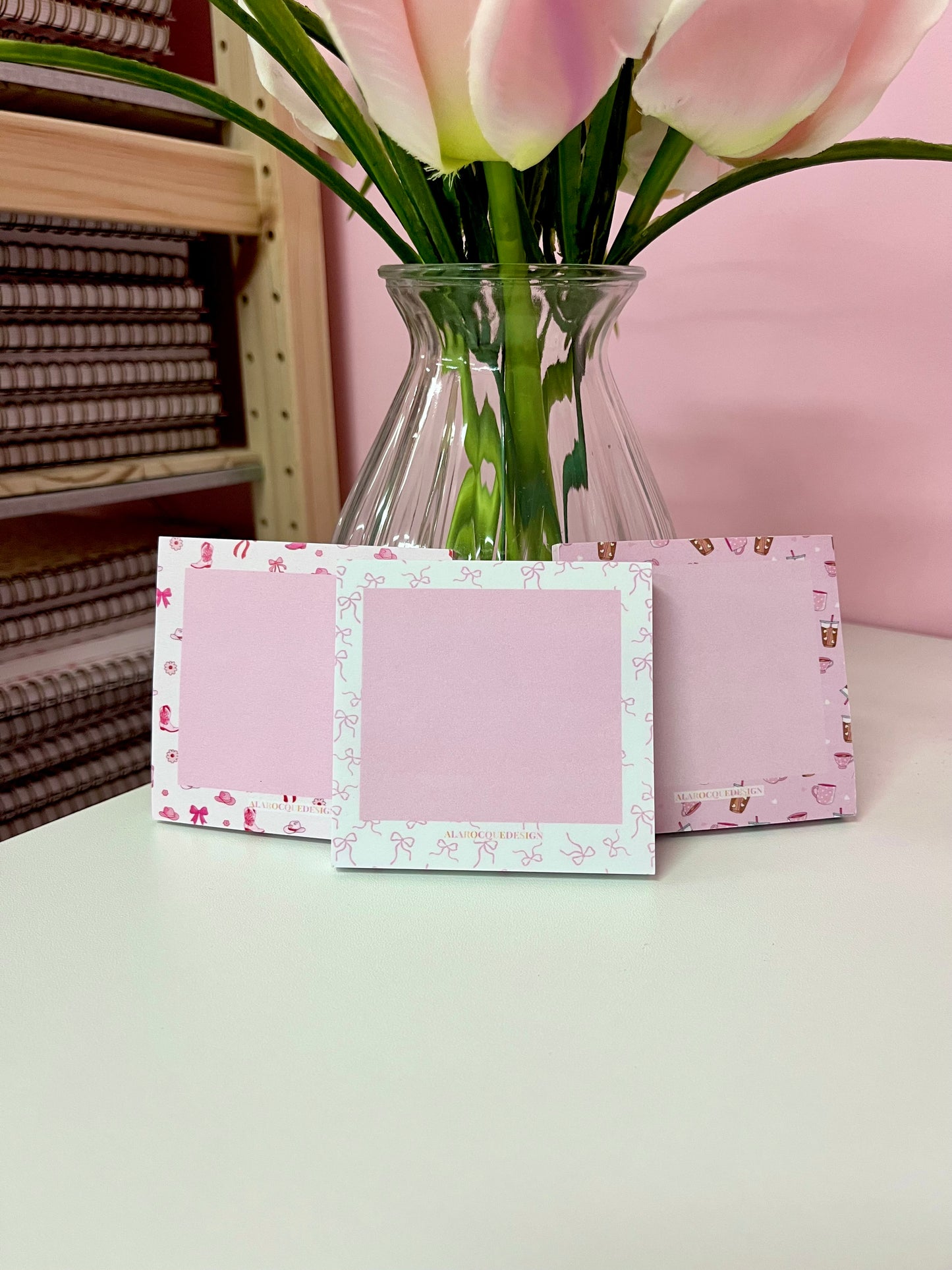Bloc-notes autocollantes | Boucles roses