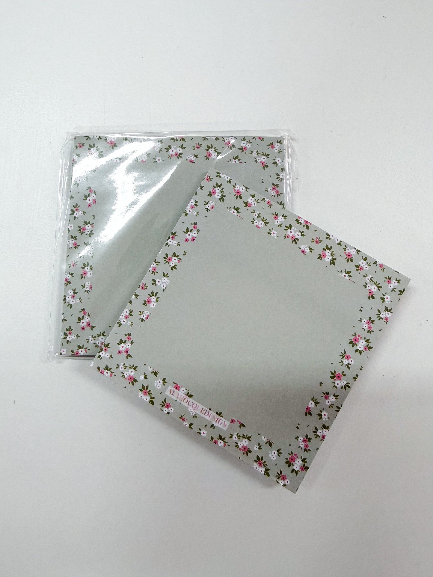 Bloc-notes autocollantes | Sauge et fleurs fuchsia