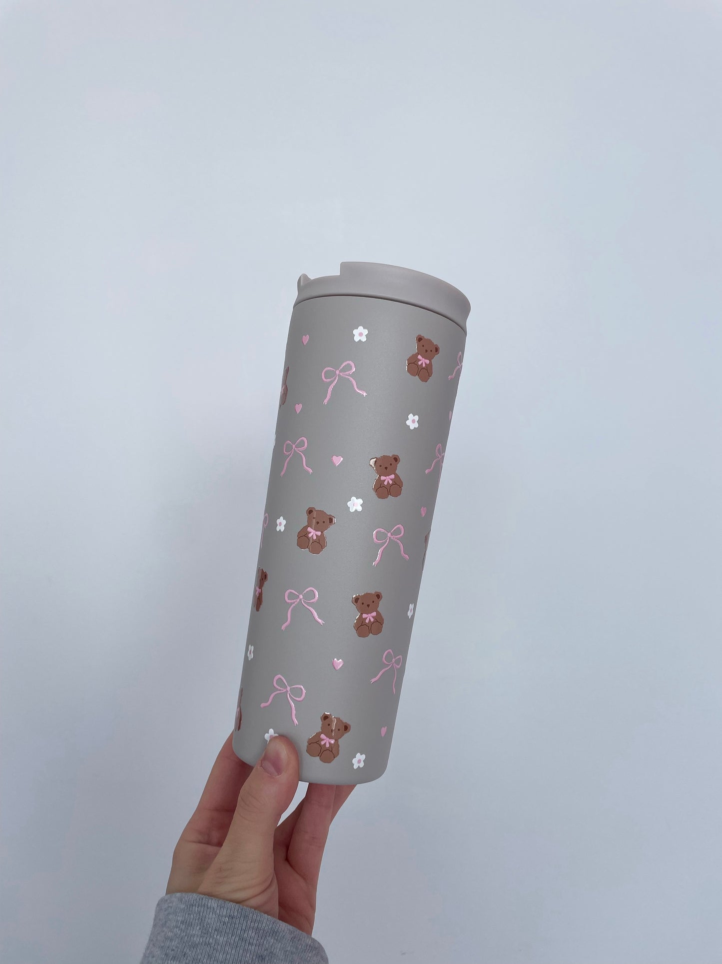 Bouteille isotherme 24 oz | Beige | Oursons, boucles et fleurs