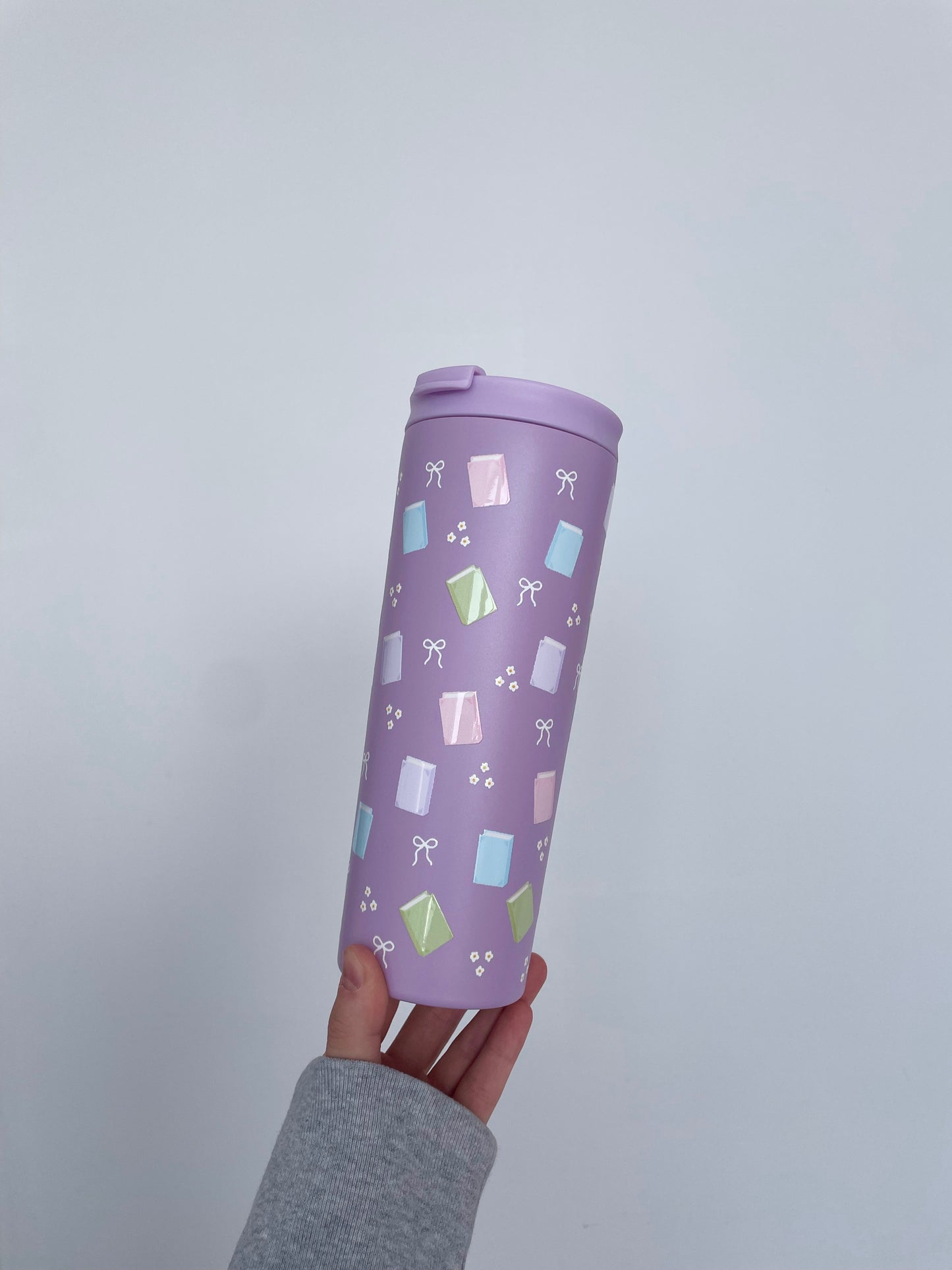 Bouteille isotherme 24 oz | Mauve | Livres pastel et boucles
