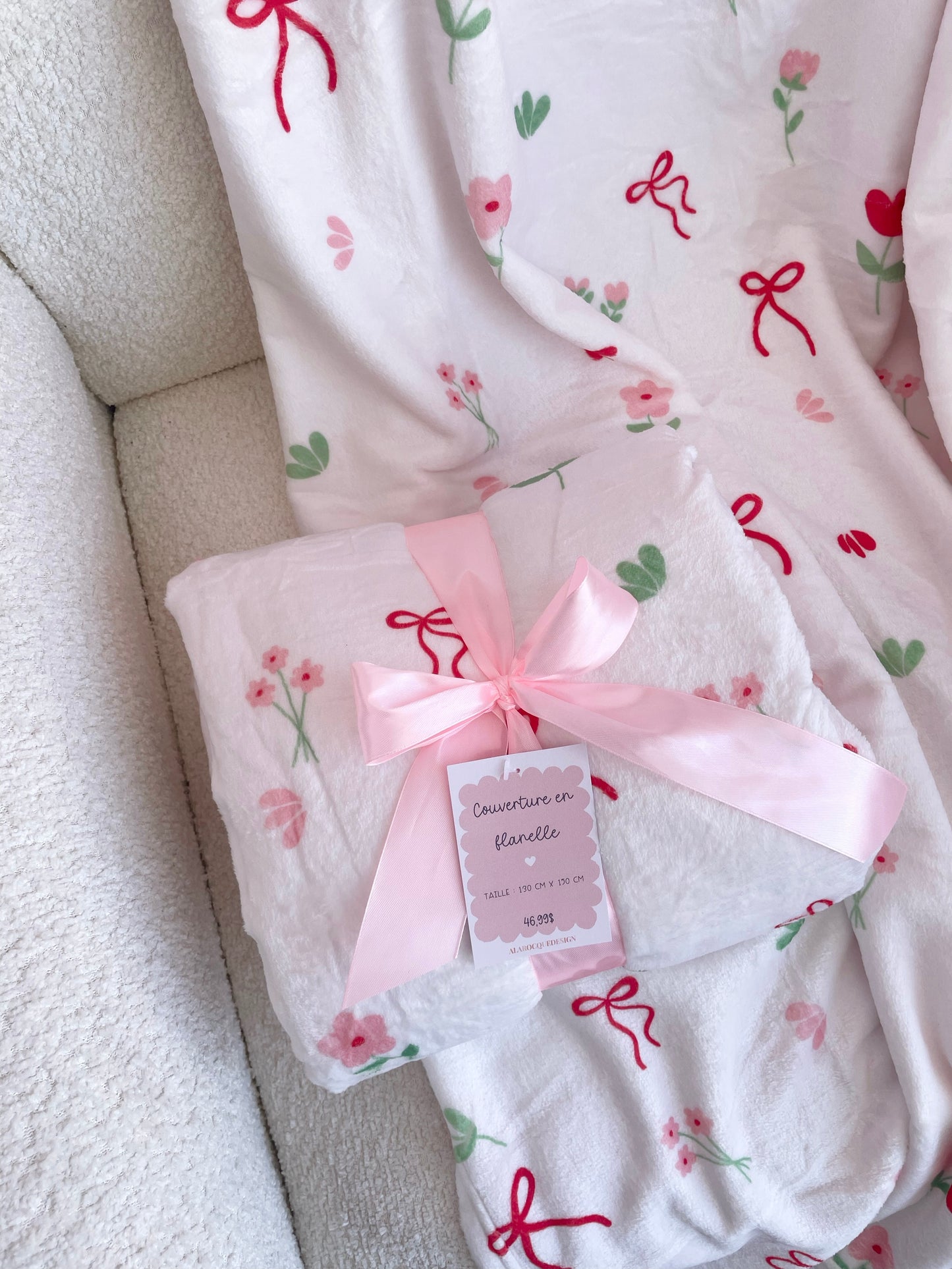 Couverture en flanelle | Boucles et fleurs