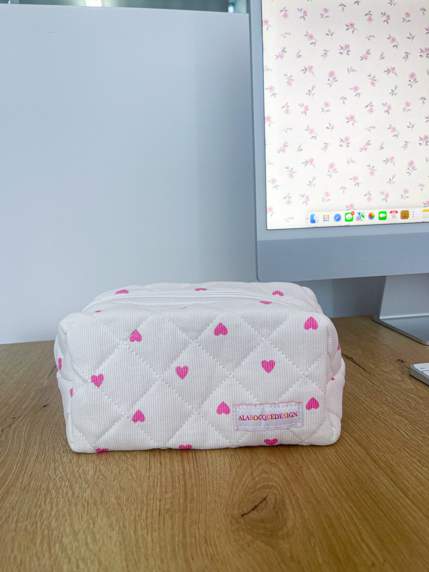 Trousse | Corduroy | Cœurs roses