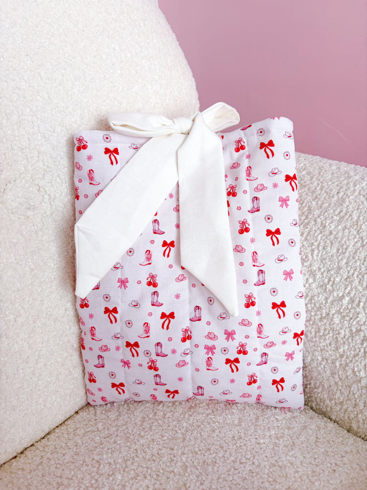 Pochette à livre ou liseuse | Cowgirl et cerises