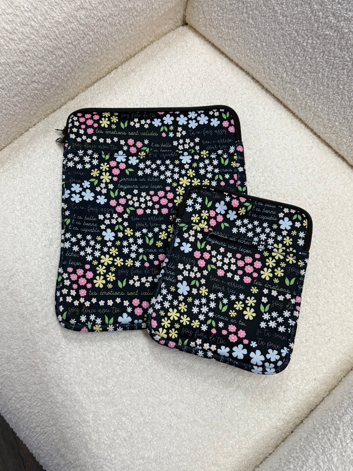 Pochette à tablette | 11 à 15'' | Affirmations positives florales