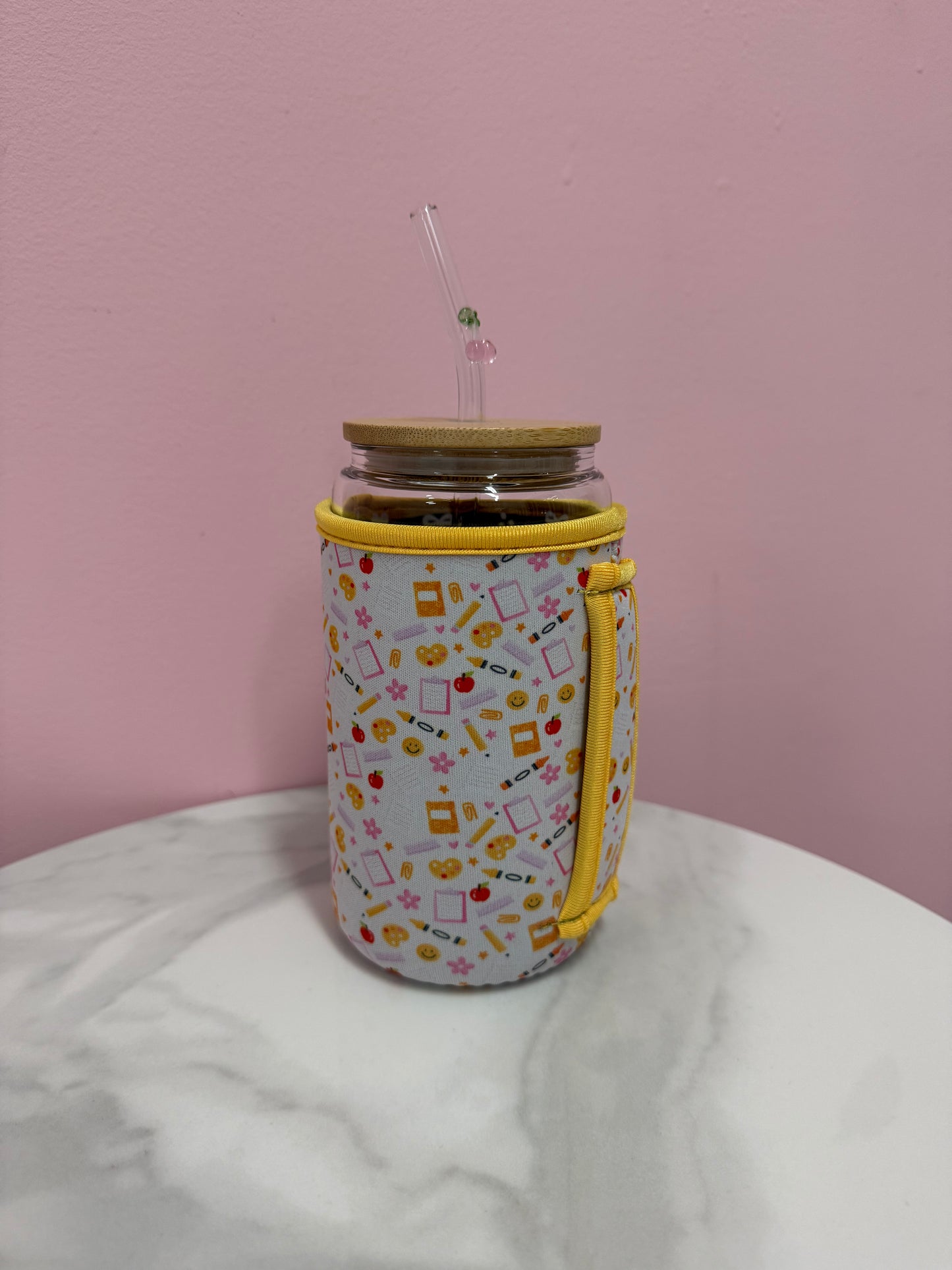Manchon pour verre 16 oz | Écolier sourire