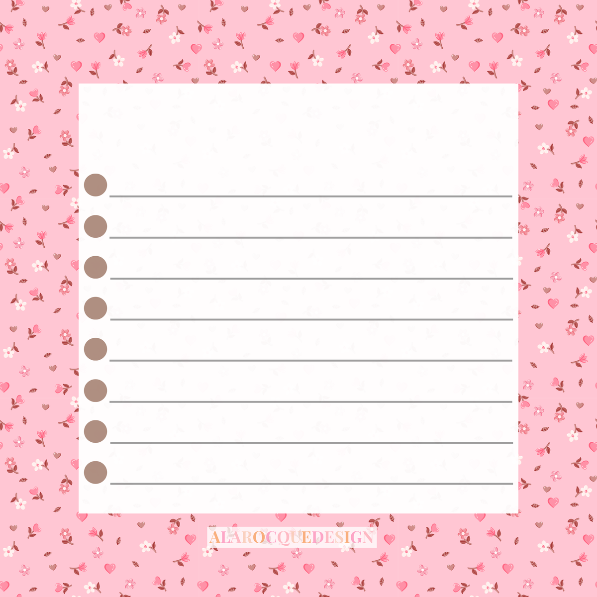 Bloc-notes autocollantes | Minis fleurs roses et brunes