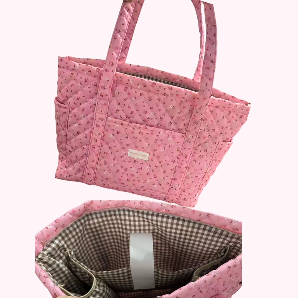 Sac | Fourre-tout 2.0 | Minis fleurs roses et brunes | Imperméable