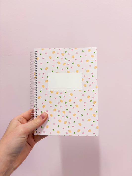 Mini cahier de notes | Citrons et fleurs roses
