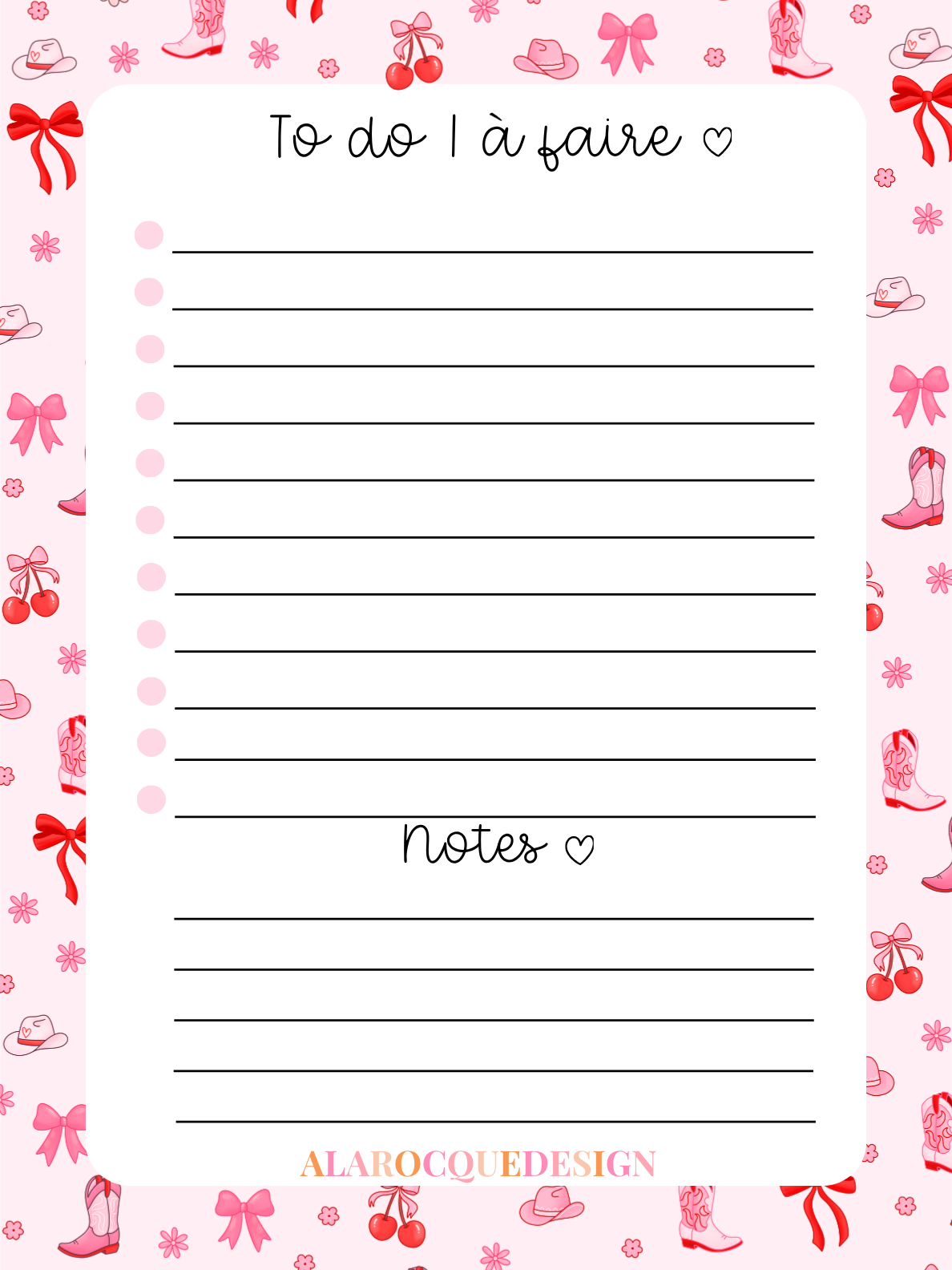 Liste de tâches | Cowgirl et cerises