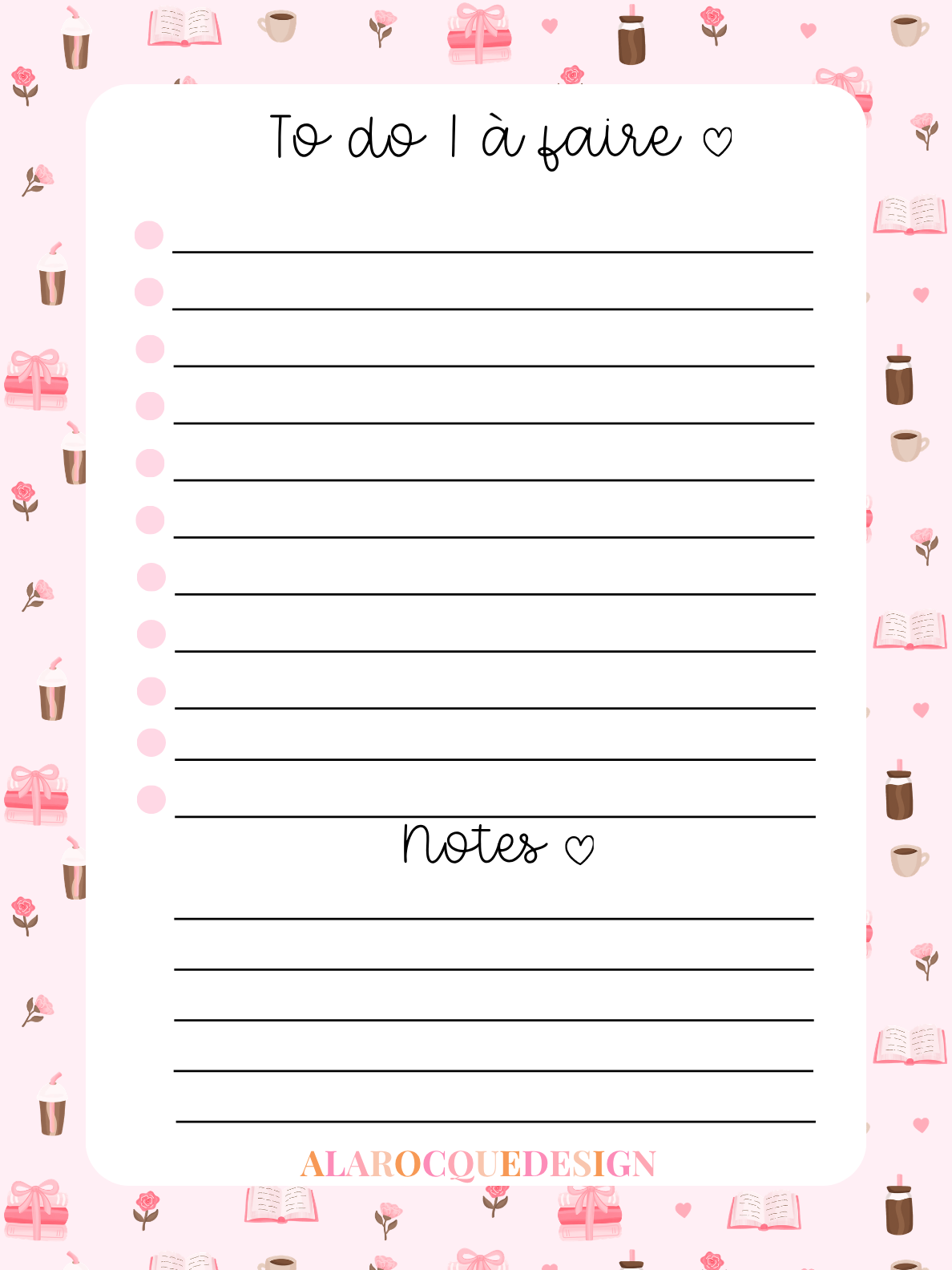 Liste de tâches | Livres, cafés et roses