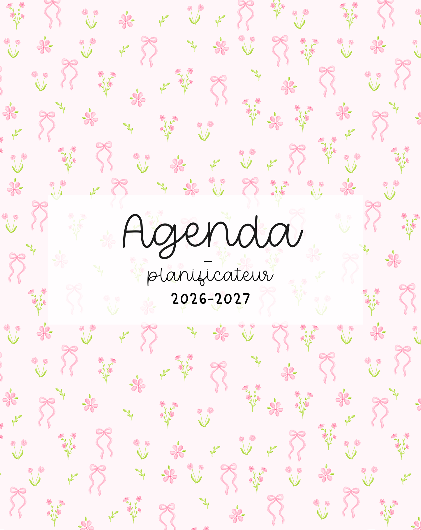 Agenda planificateur | Daté | 2026-2027 | Bouquet de fleurs et boucles