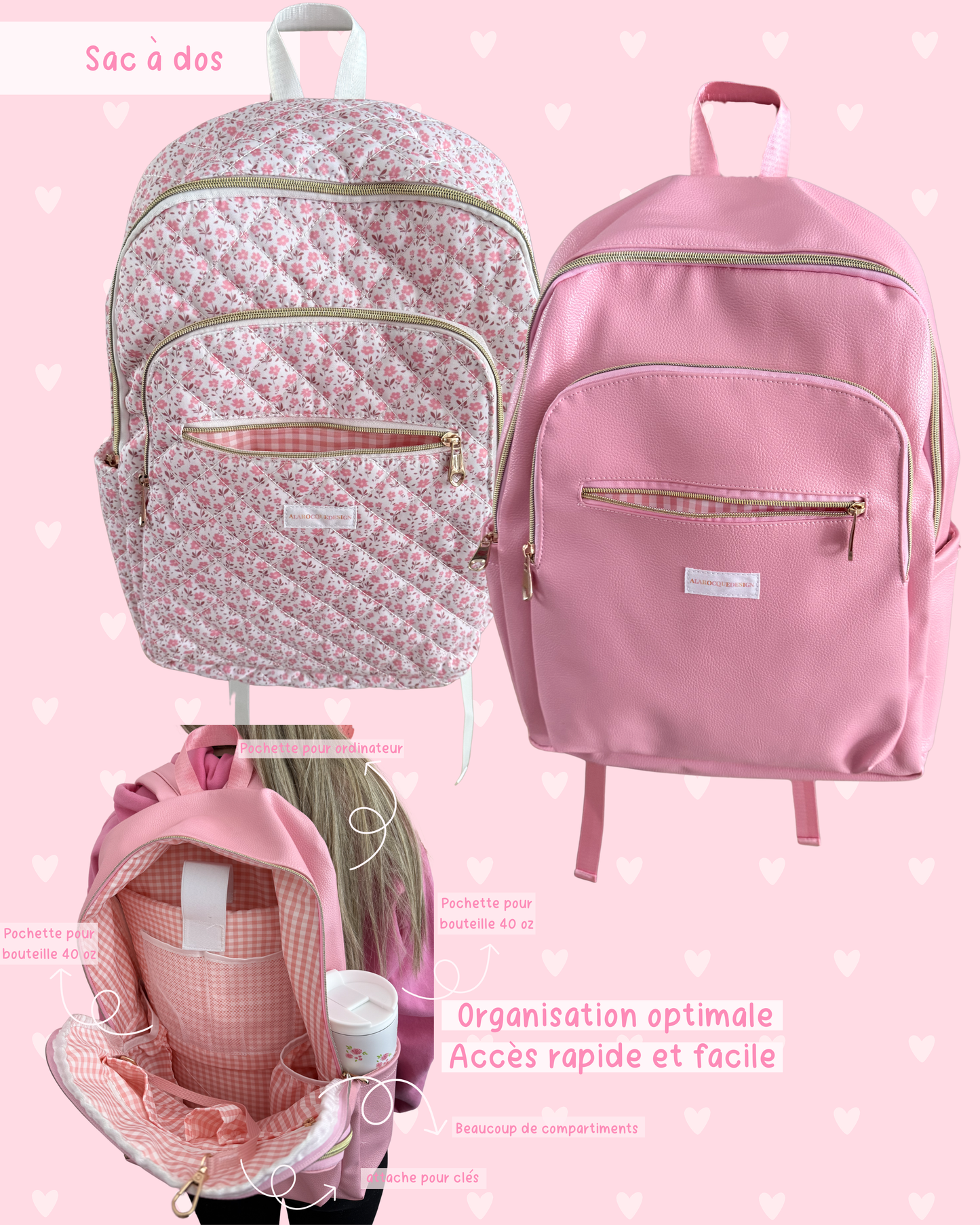 Sac à dos | Rose | Cuir Vegan