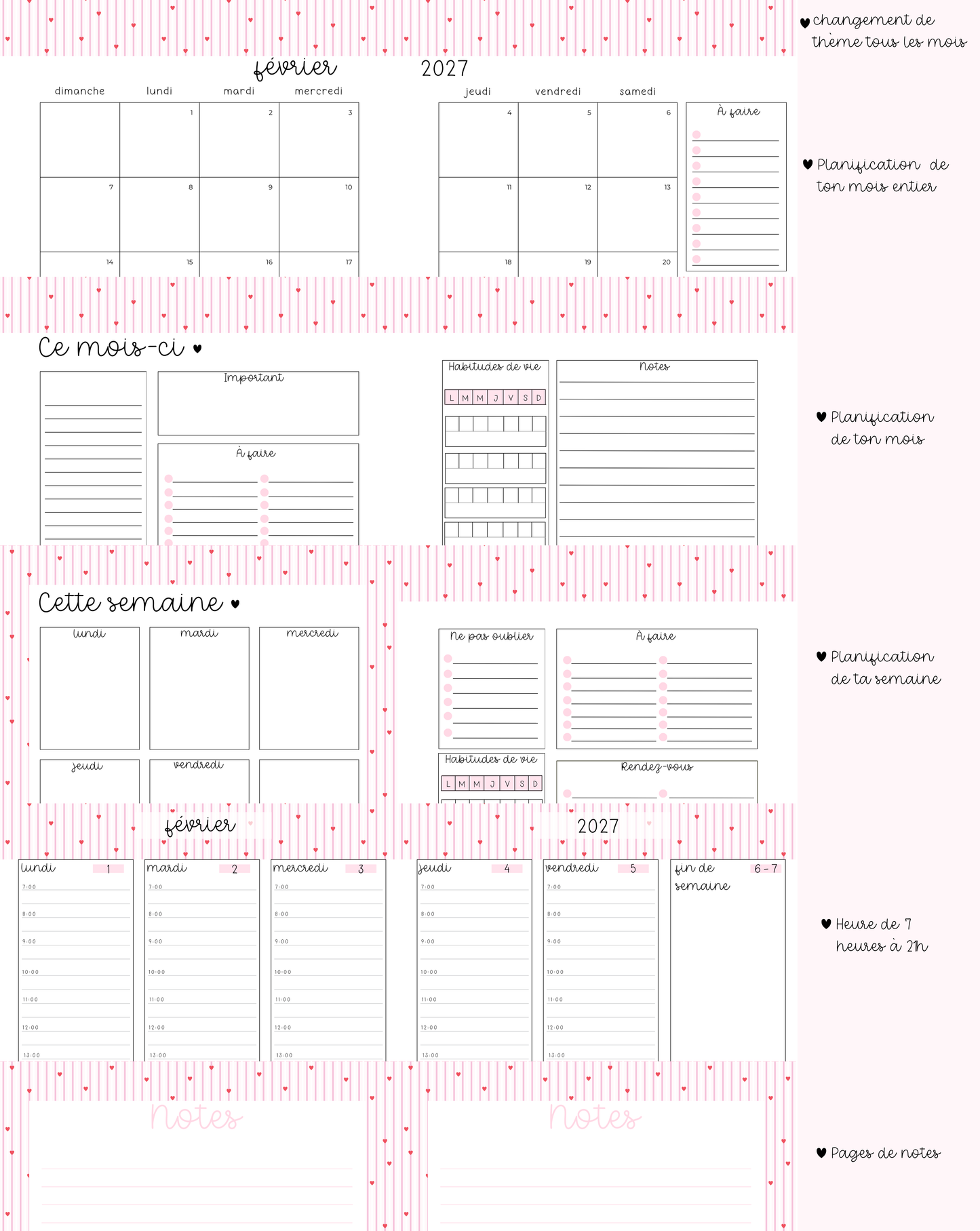 Agenda planificateur | Daté | 2026-2027 | Cowgirl et cerises