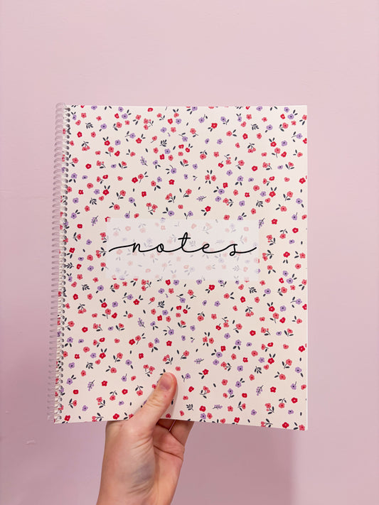 Cahier de notes | Minis fleurs rouges et mauves