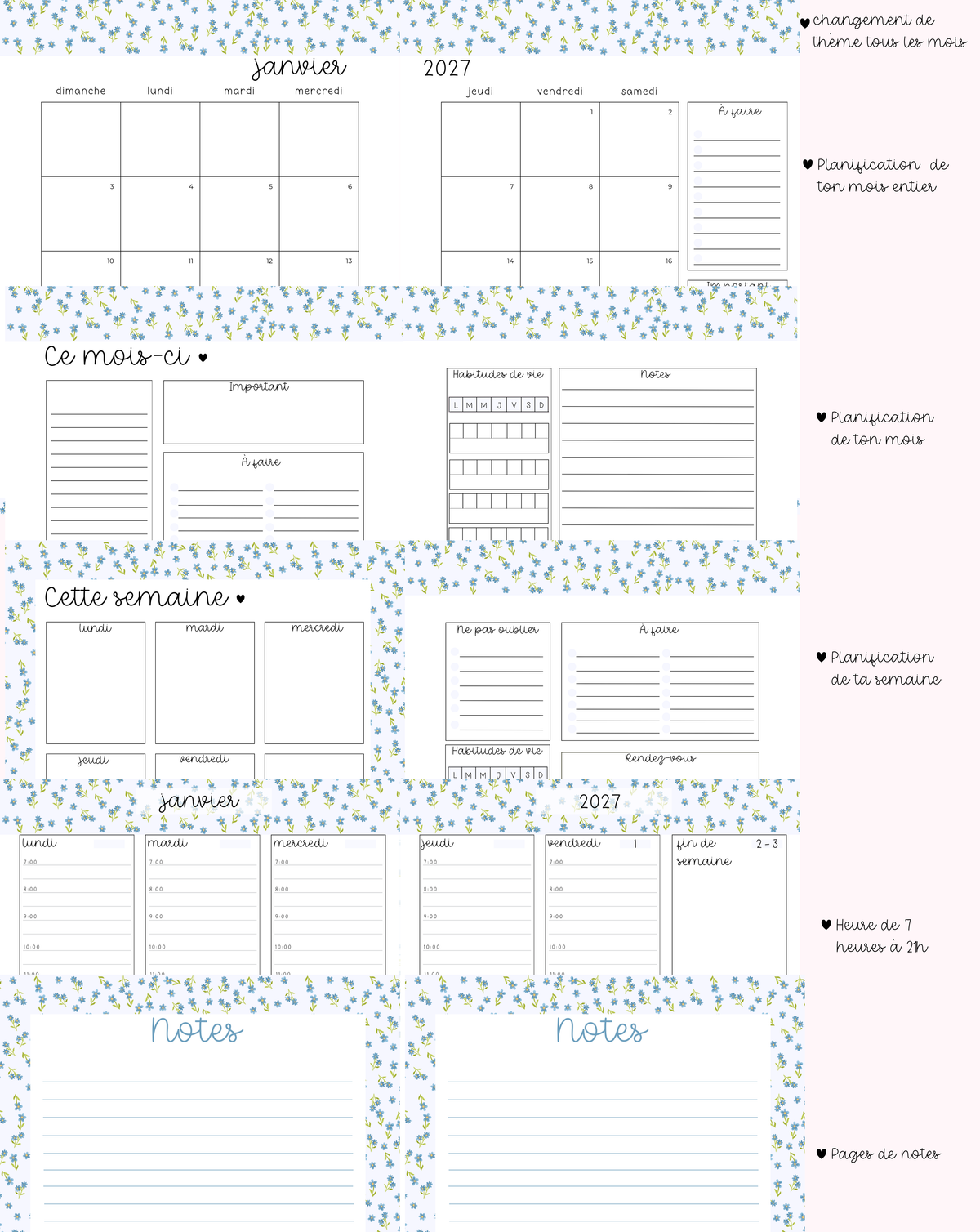 Agenda planificateur | Daté | 2026-2027 | Cowgirl et cerises