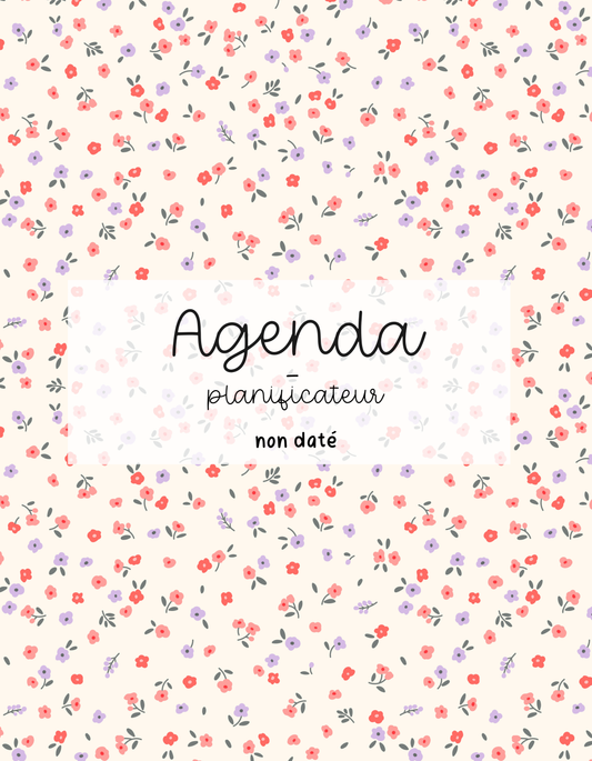 Agenda planificateur | Non-daté | Minis fleurs rouges et mauves