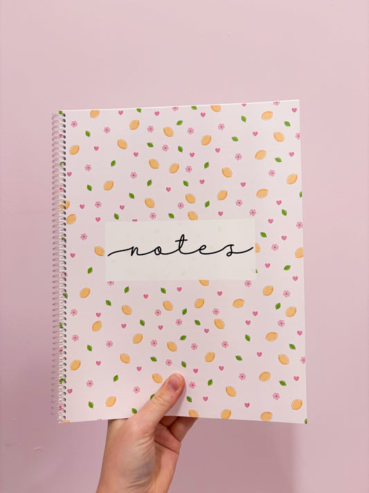 Cahier de notes | Citrons et fleurs roses