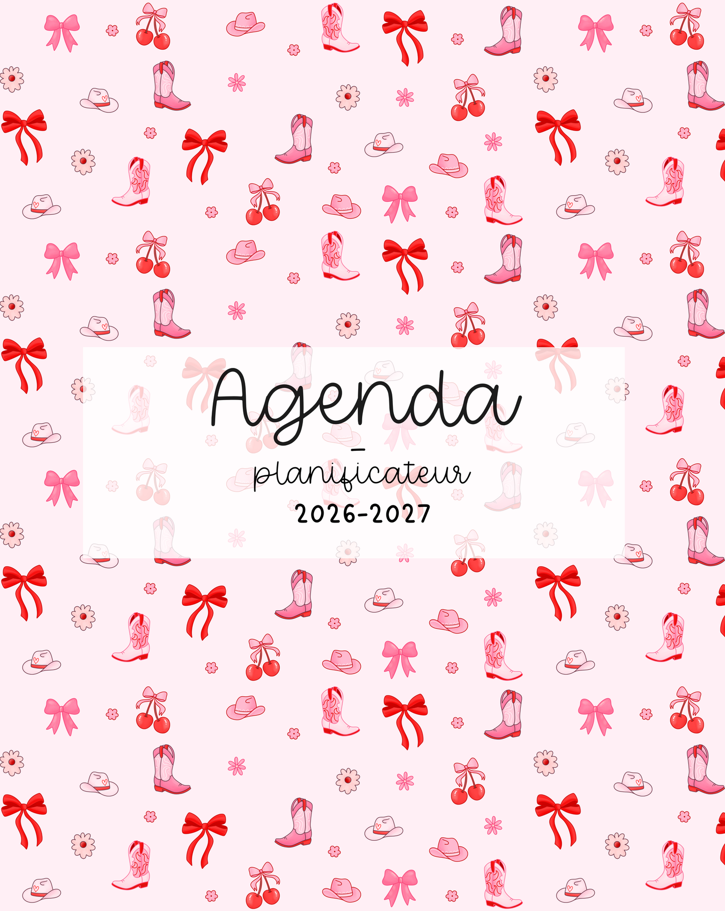 Agenda planificateur | Daté | 2026-2027 | Cowgirl et cerises