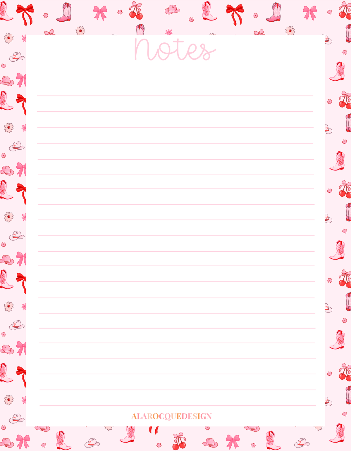 Pad de notes | Cowgirl et cerises