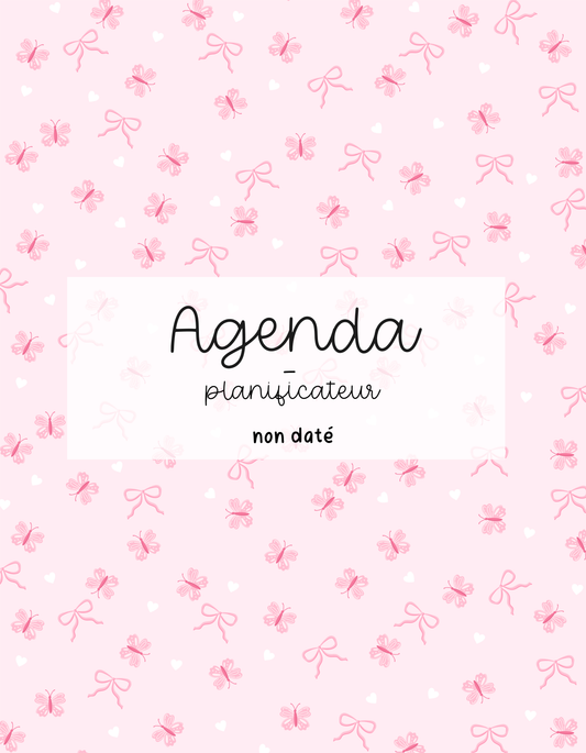 Agenda planificateur | Non-daté | Papillons, boucles et cœurs