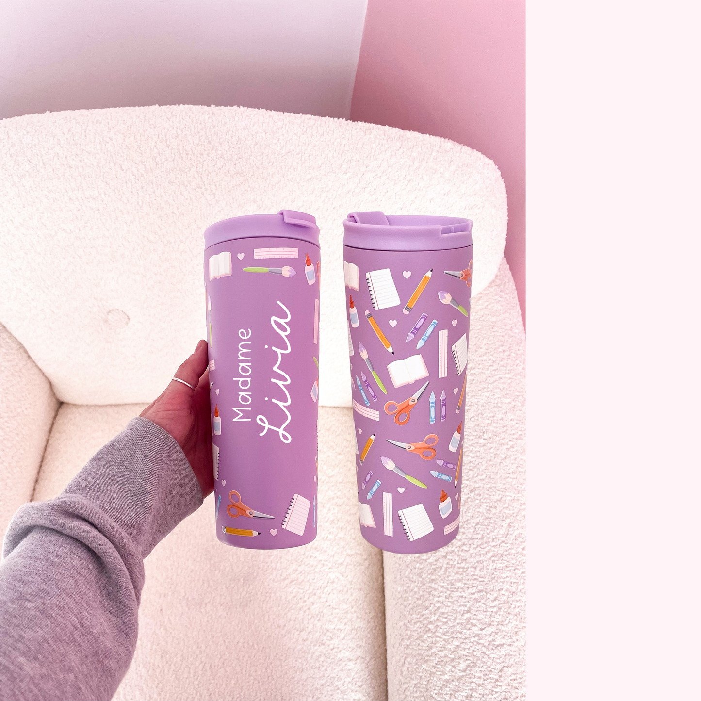 Bouteille isotherme 24 oz | Mauve | Écolier créatif | Personnalisation
