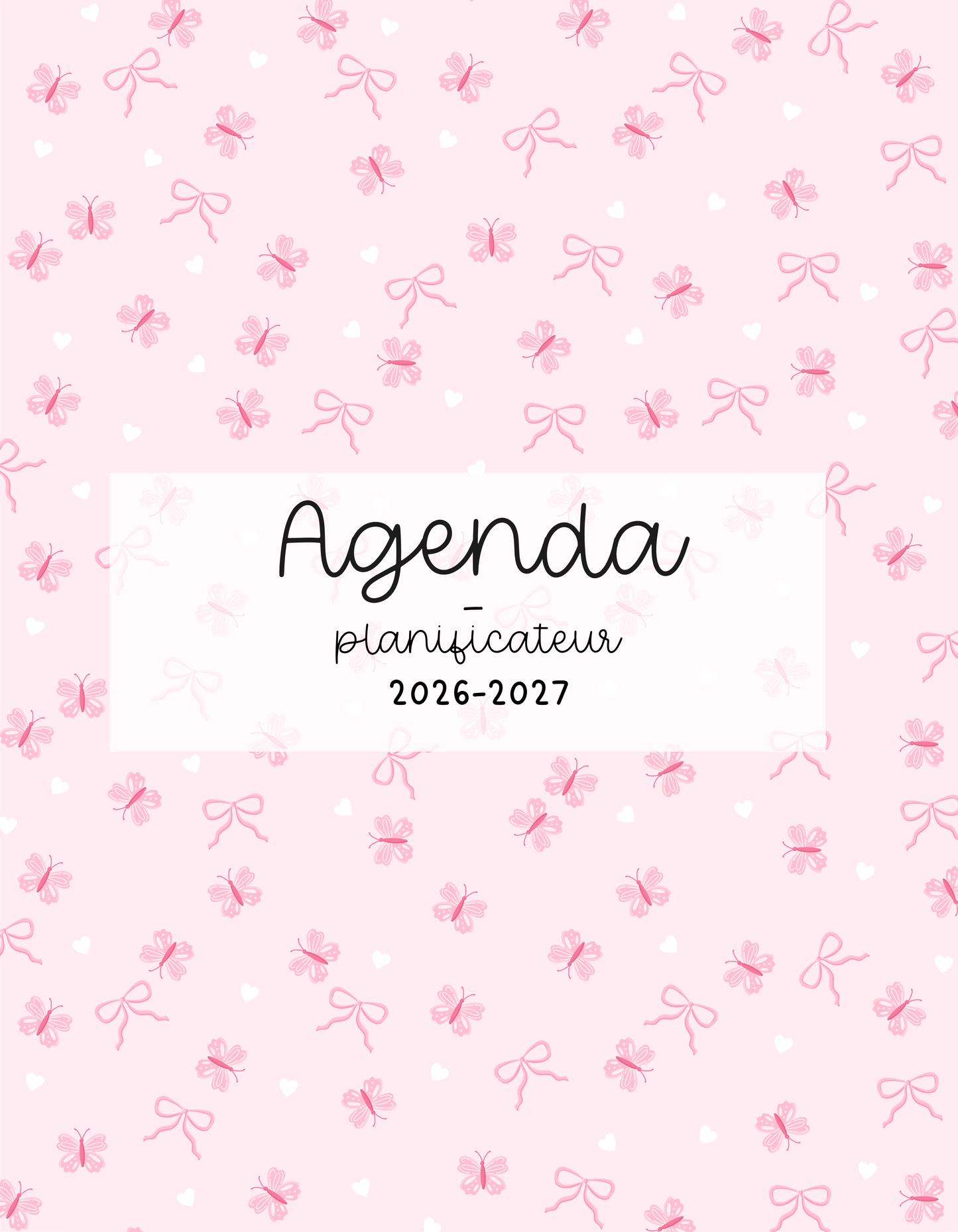 Agenda planificateur | Daté | 2026-2027 | Papillons et boucles