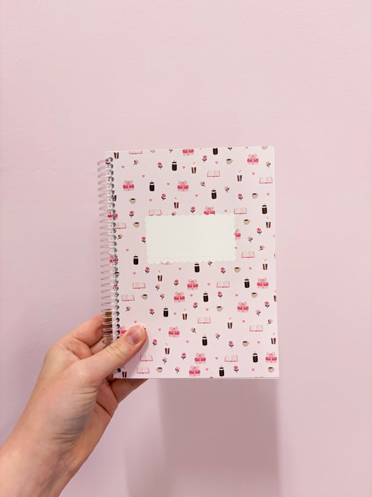 Mini cahier de notes | Livres, cafés et roses