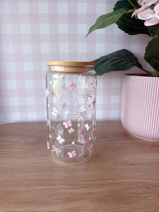 Verre 16 oz | Papillons, boucles et cœurs