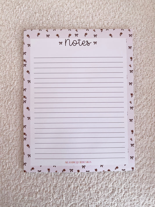 Pad de notes | Boucles et fleurs brunes