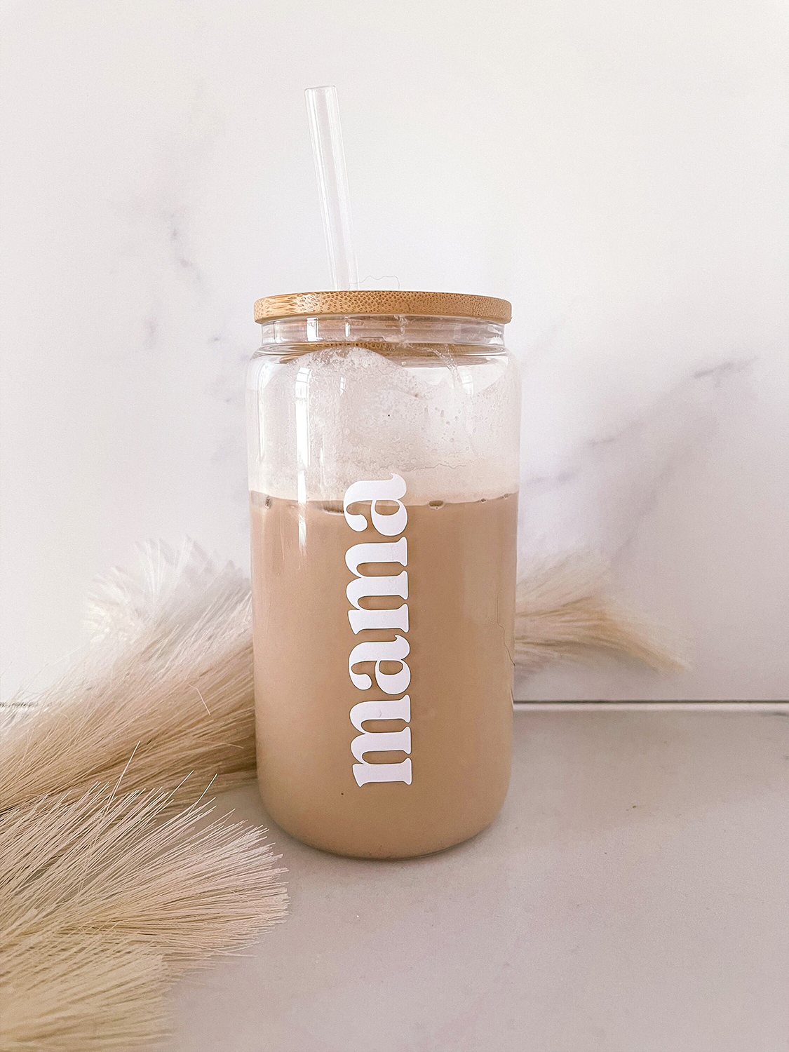 Verre 16 oz | Mama | Fleurs blanches