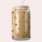 Verre 16 oz | Fleurs et boucles brunes