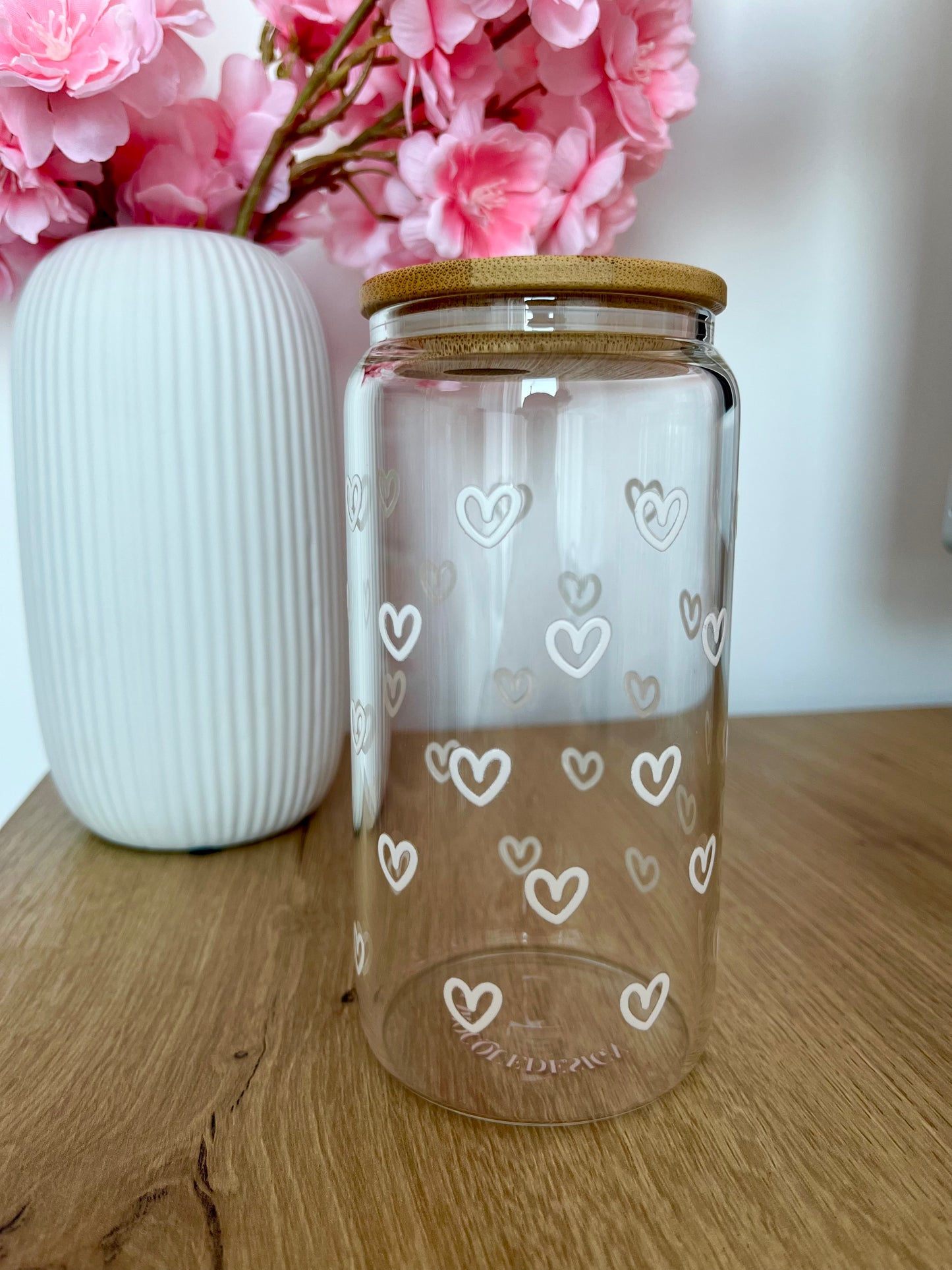 Verre 16 oz | Cœurs blancs vides