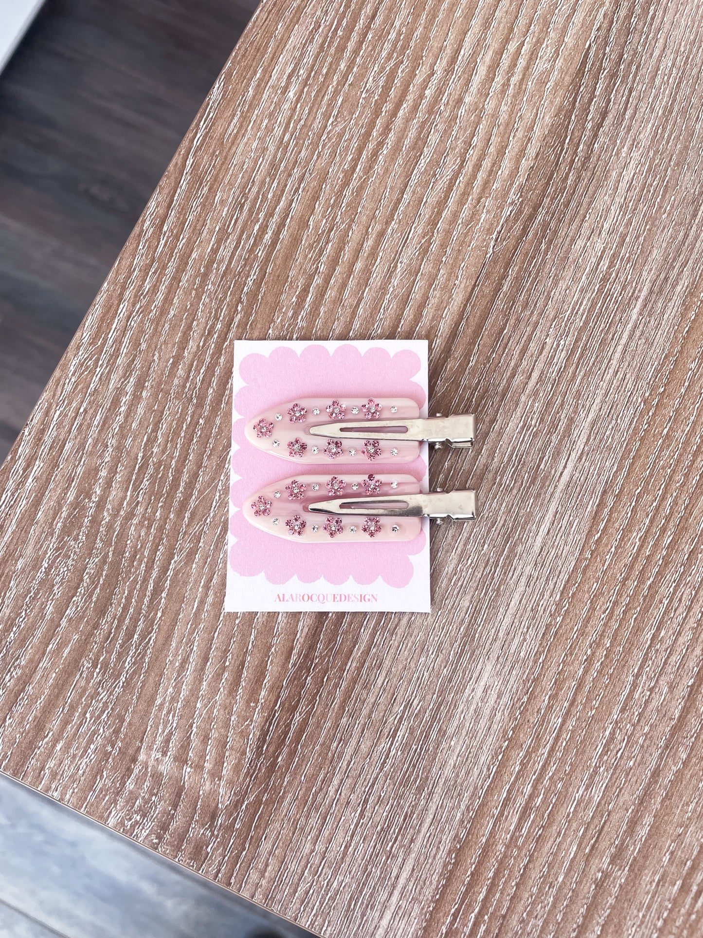 Lot de 2 barrettes à cheveux | Rose et fleurs