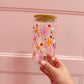 Verre 16 oz | Fleurs rosées et orangées