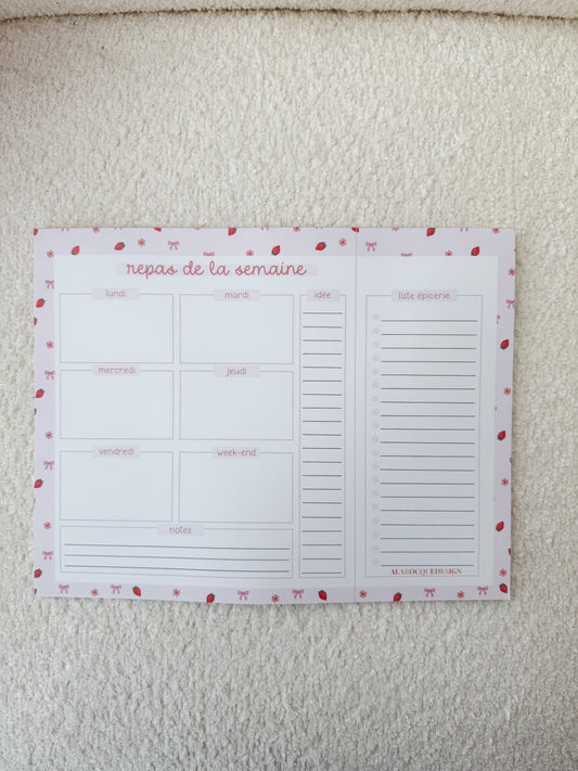 Planificateur | Repas de la semaine | Fraises et boucles