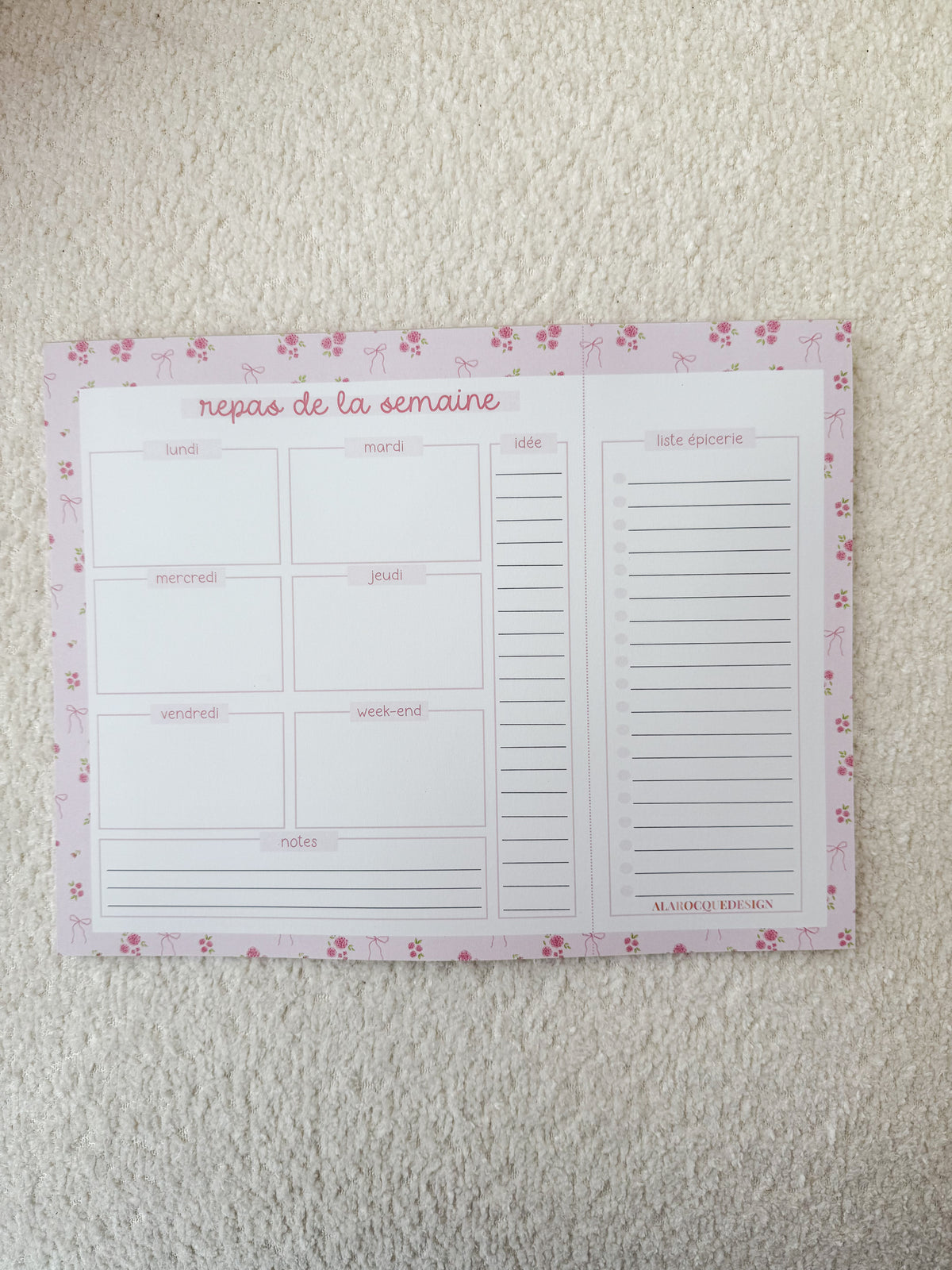 Planificateur | Repas de la semaine | Bouquets de roses