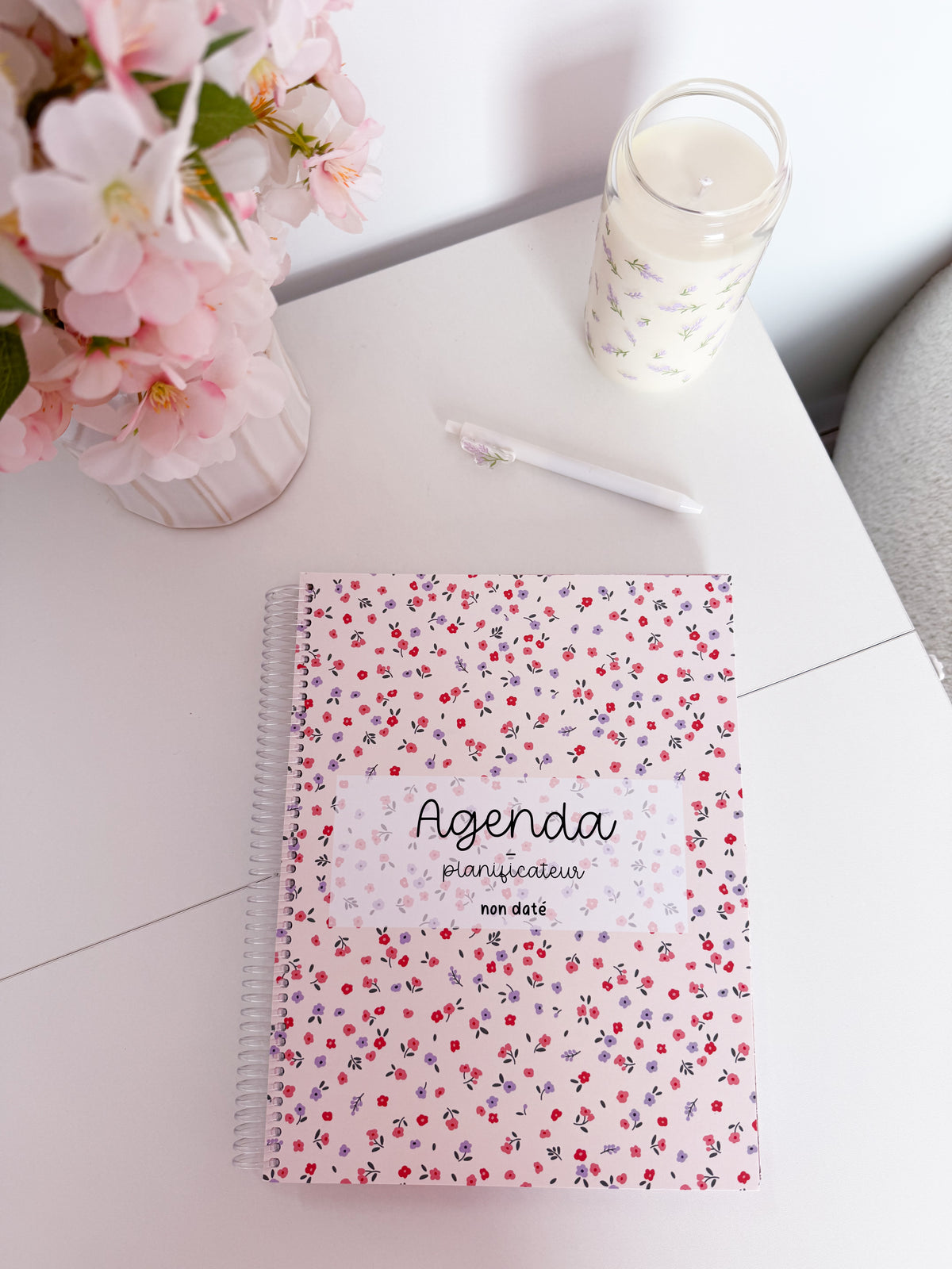 Agenda planificateur | Non-daté | Minis fleurs rouges et mauves