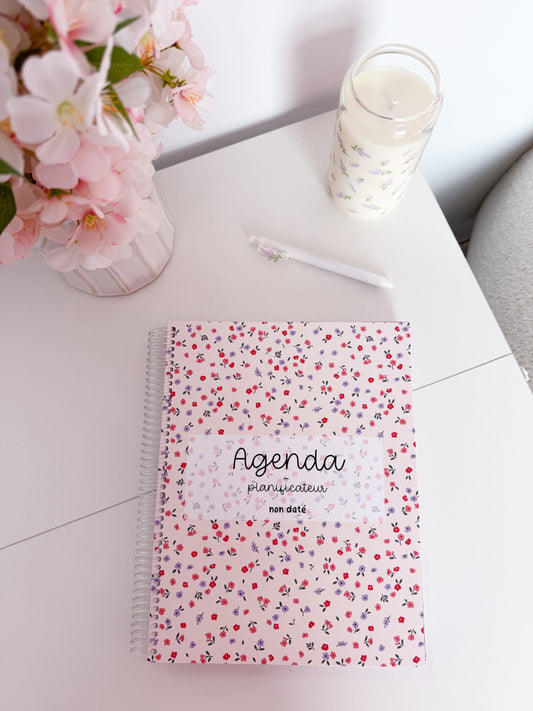 Agenda planificateur | Non-daté | Minis fleurs rouges et mauves