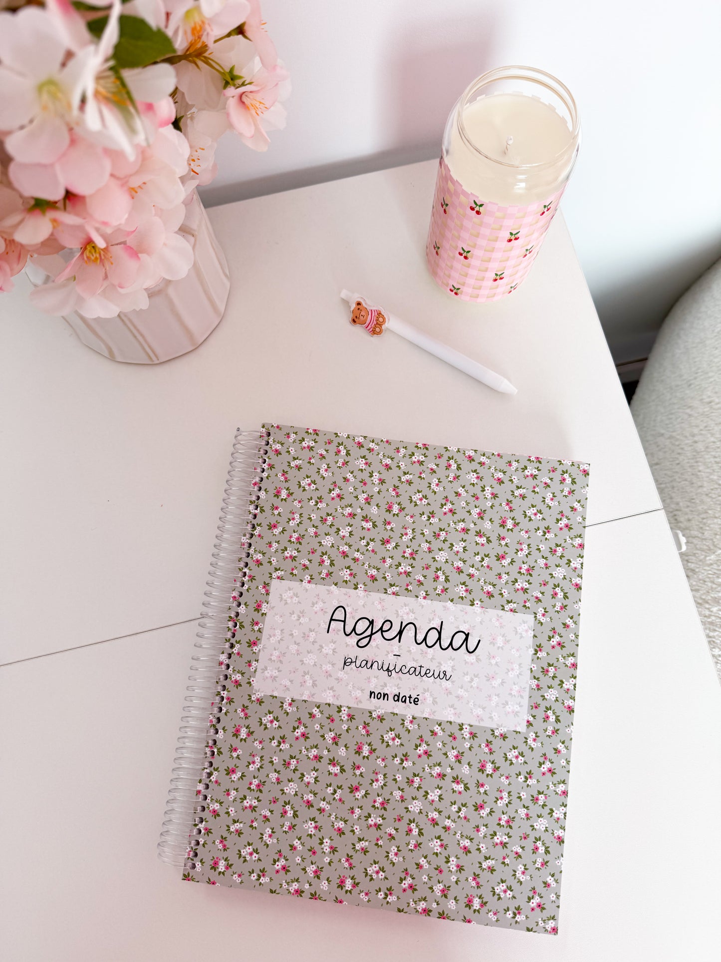 PRÉCOMMANDE - Agenda planificateur | Non-daté | Sauge et fleurs fuchsia