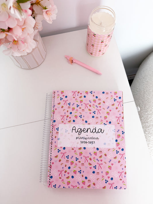 Agenda planificateur | Daté | 2026-2027 | Fruits et coquette