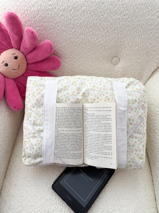 Coussin de lecture | Minis fleurs jaunes et roses