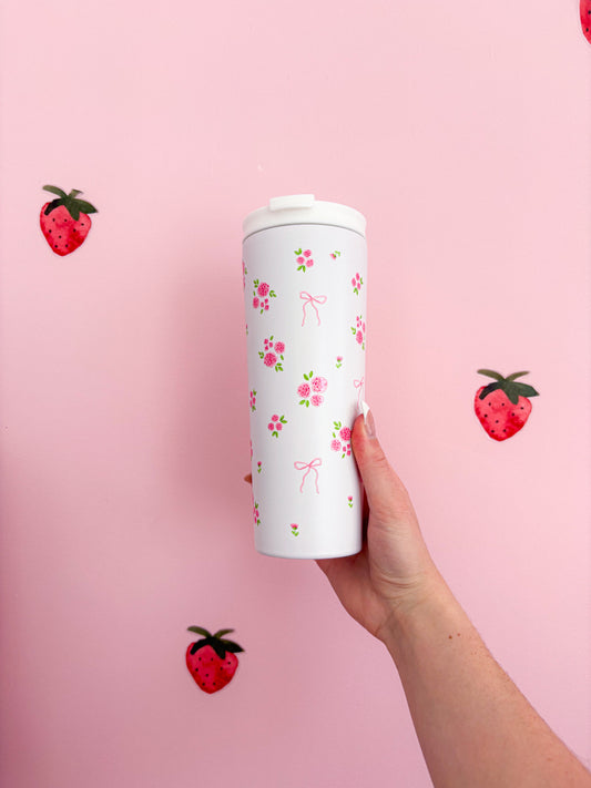 Bouteille isotherme 24 oz | Blanche | Bouquets de roses