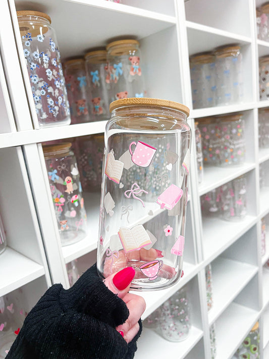 Verre 16 oz | Livres, cafés et boucles