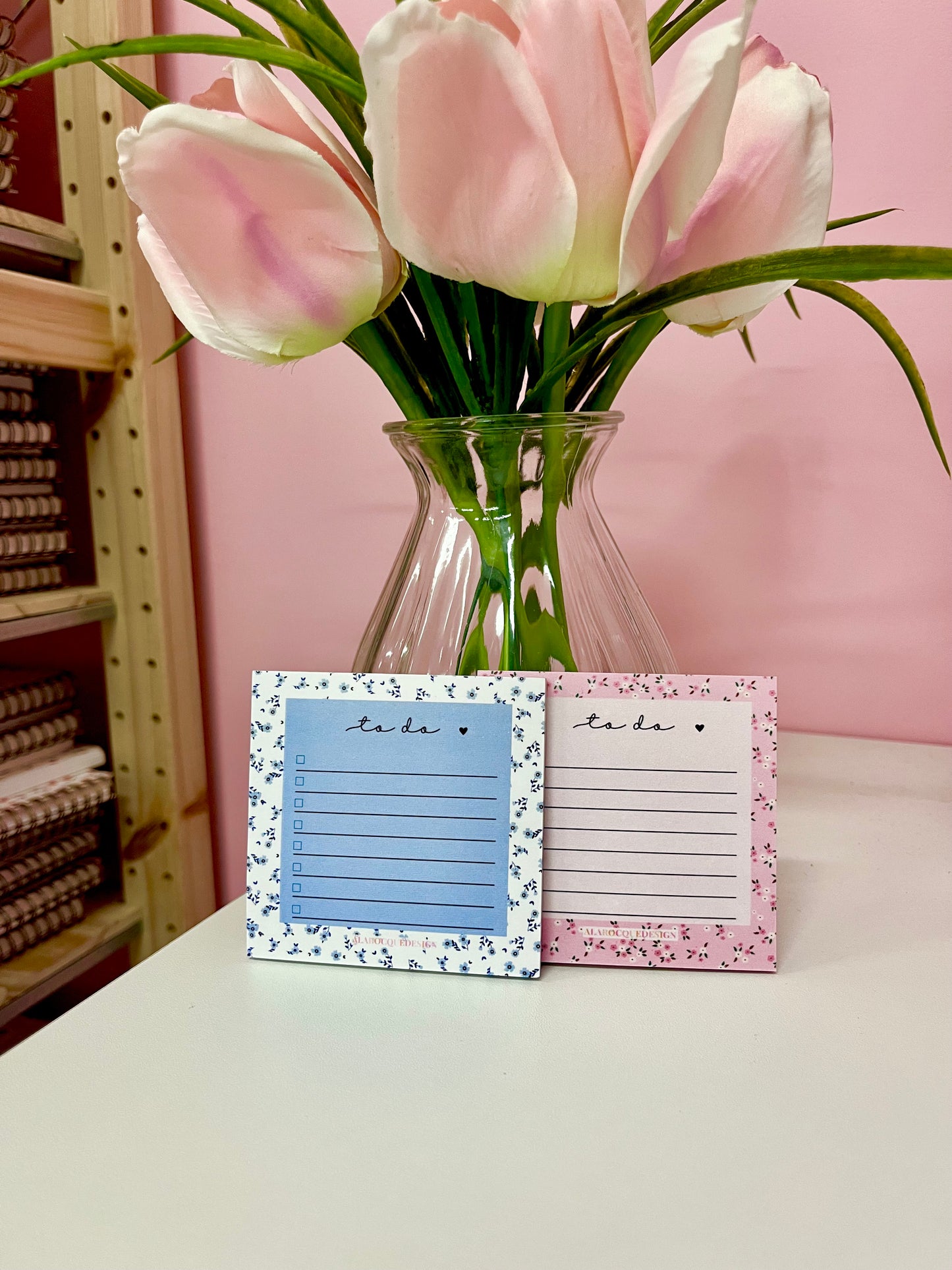 Bloc-notes autocollantes | To do | Minis fleurs roses et blanches